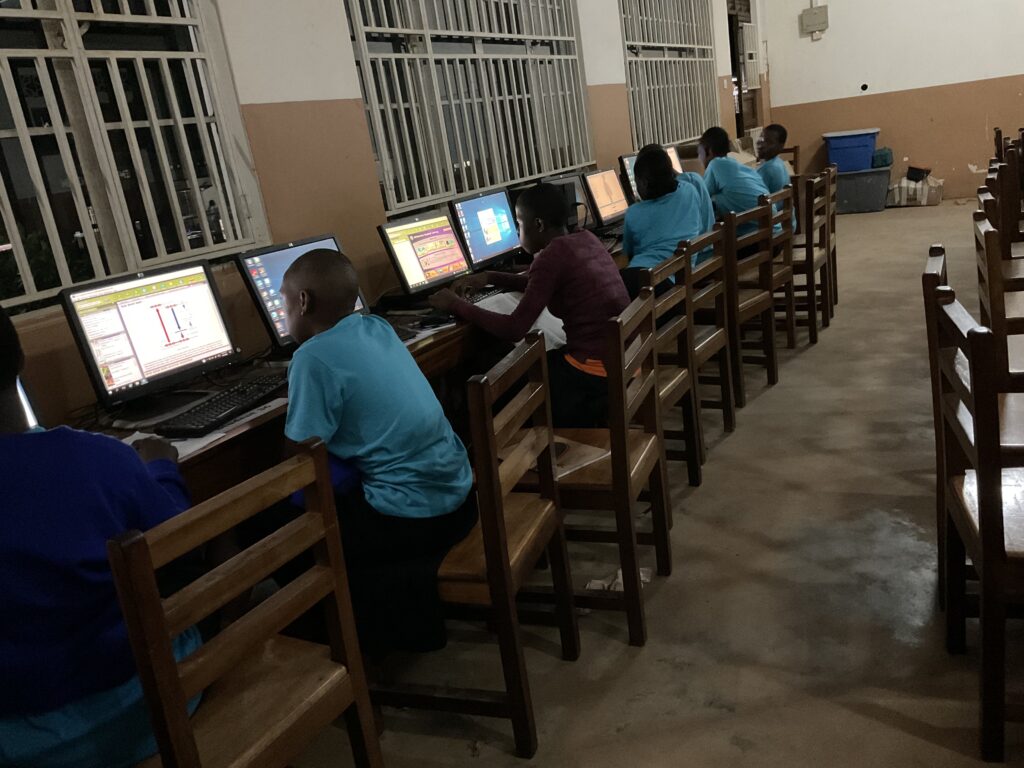 Students at St. Charles Lwanga Kalungu Girls Training Centre computer lab