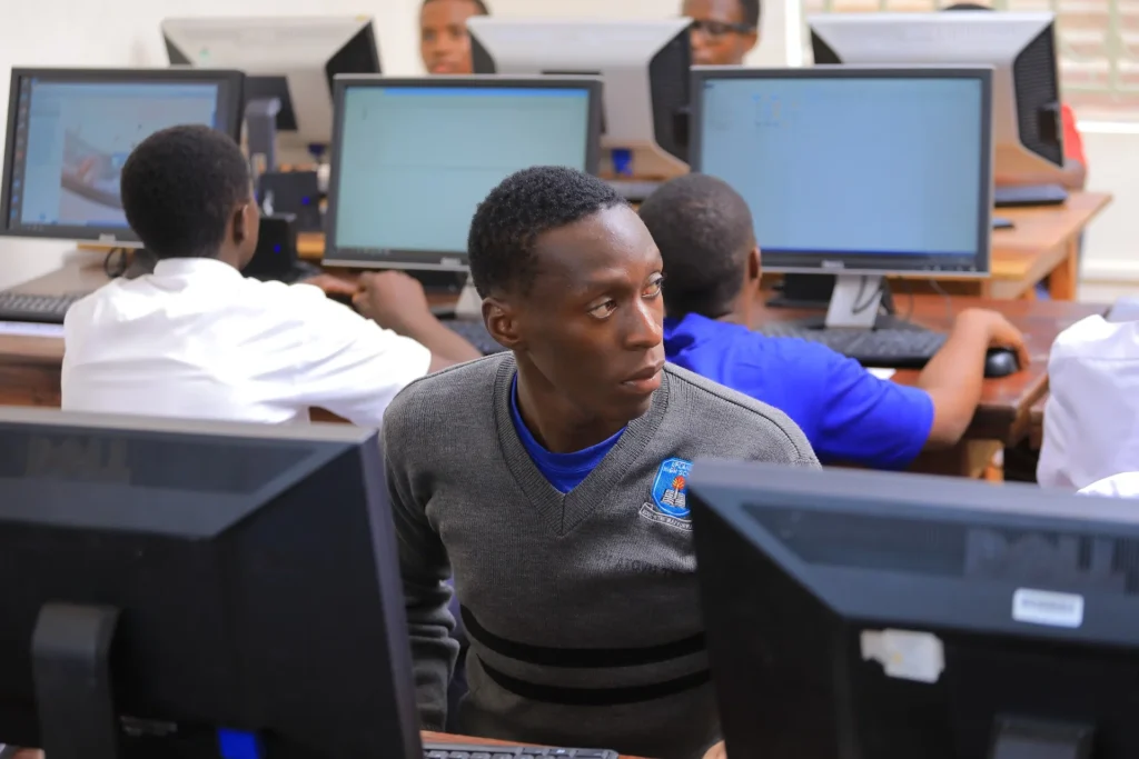 Student working at a MultiPoint Server computer station
