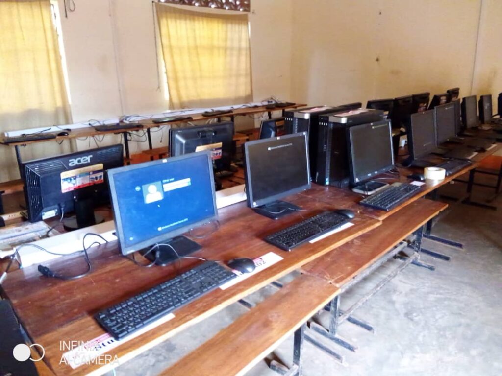 School computer lab setup with MultiPoint stations by Computer Works Uganda